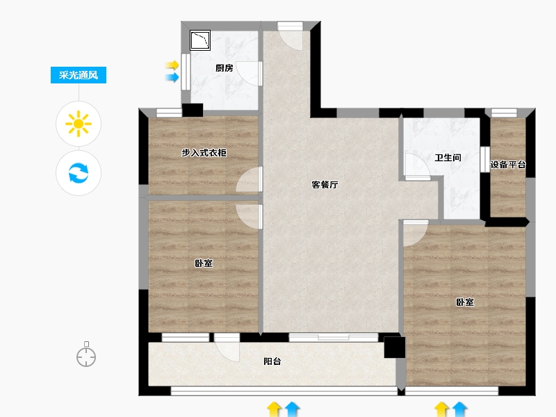 浙江省-宁波市-悦君台-70.00-户型库-采光通风