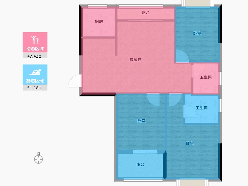 福建省-福州市-福清时代广场-86.00-户型库-动静分区