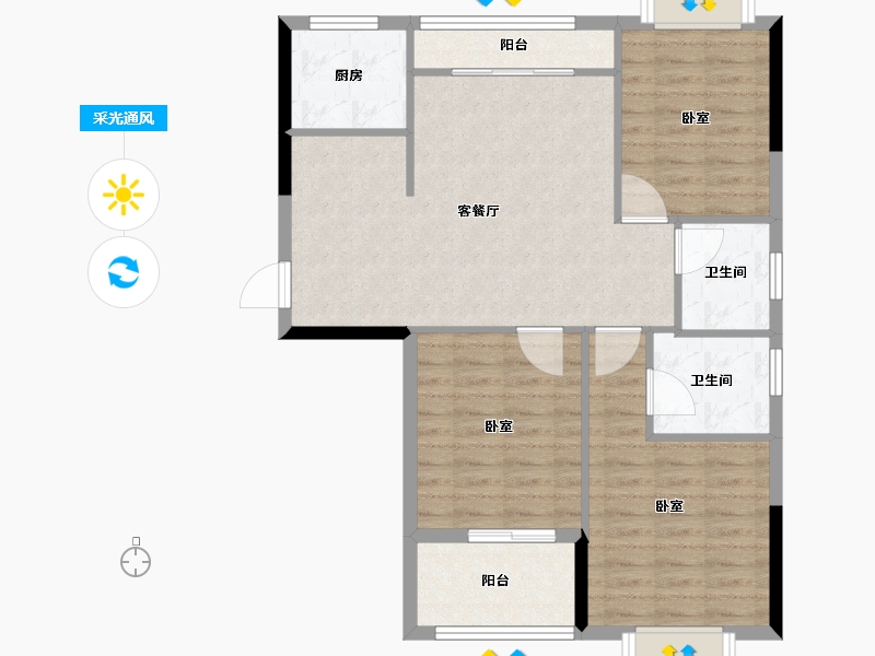 福建省-福州市-福清时代广场-86.00-户型库-采光通风