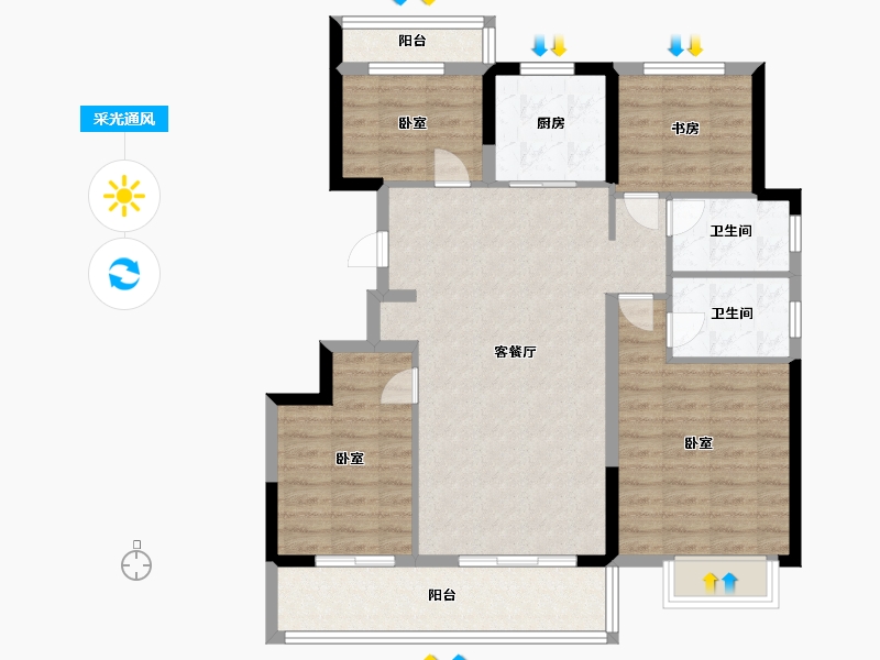 浙江省-宁波市-祥生光明金麟府-98.08-户型库-采光通风