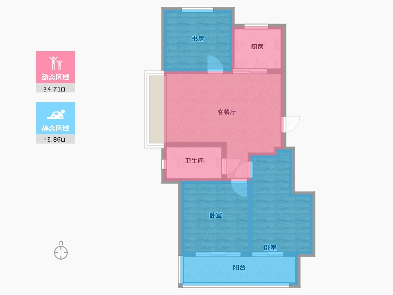 浙江省-宁波市-新希望映辰府-69.39-户型库-动静分区