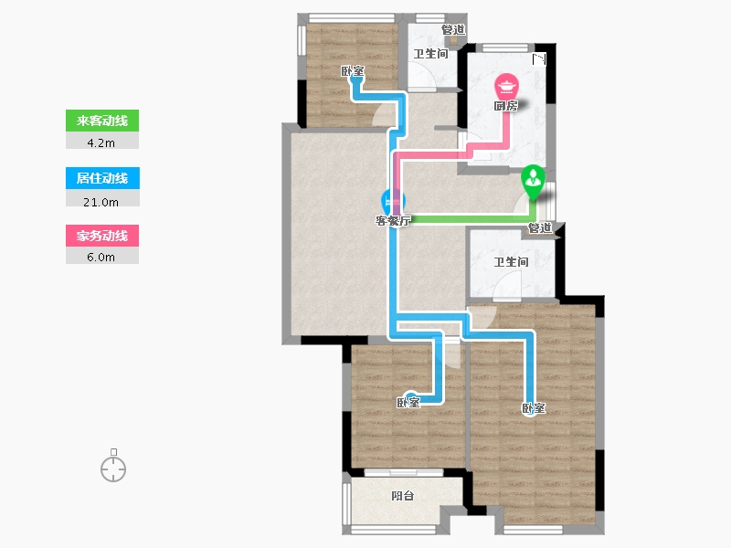 浙江省-宁波市-慈溪保利悦堂府-87.30-户型库-动静线