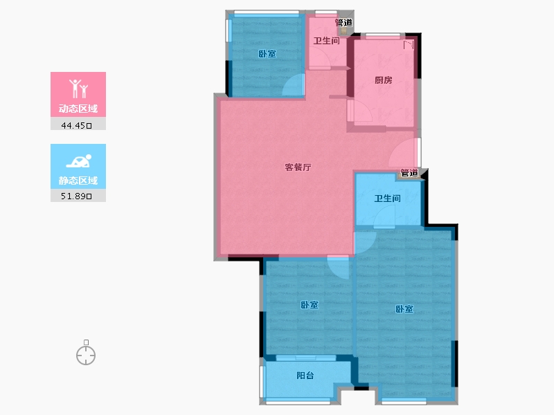 浙江省-宁波市-慈溪保利悦堂府-87.30-户型库-动静分区