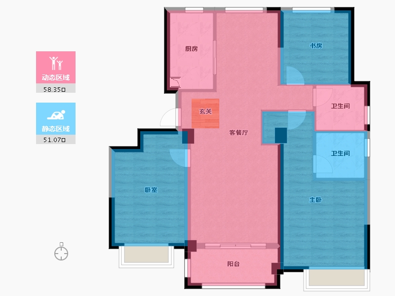 浙江省-宁波市-锦鸿观宸郡-97.86-户型库-动静分区