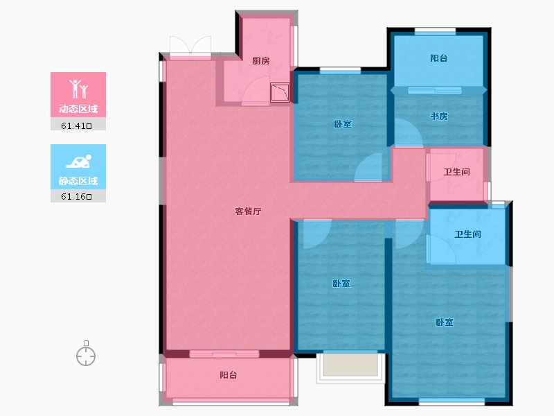 浙江省-宁波市-中梁象山中心大厦-109.58-户型库-动静分区