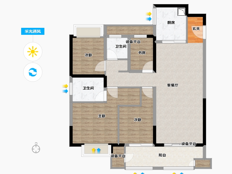 江苏省-常州市-新城湖悦朗隽-113.58-户型库-采光通风