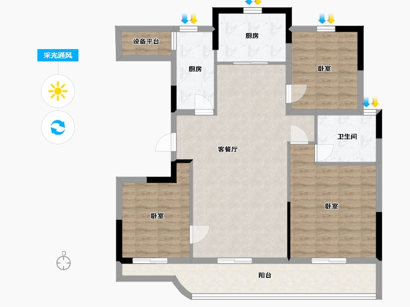 浙江省-嘉兴市-金昌香湖印-102.92-户型库-采光通风