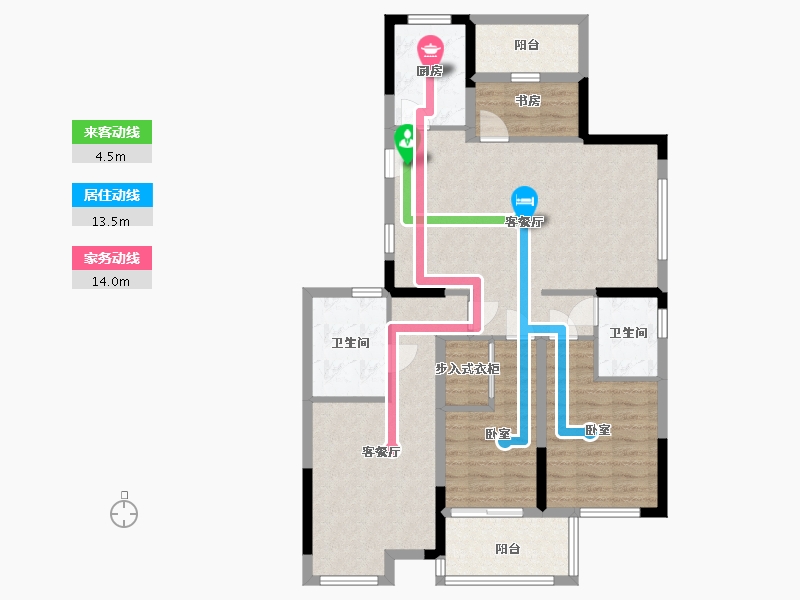 浙江省-宁波市-万基河姆景苑-101.00-户型库-动静线