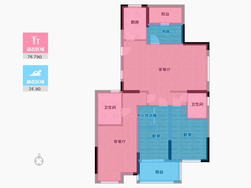 浙江省-宁波市-万基河姆景苑-101.00-户型库-动静分区