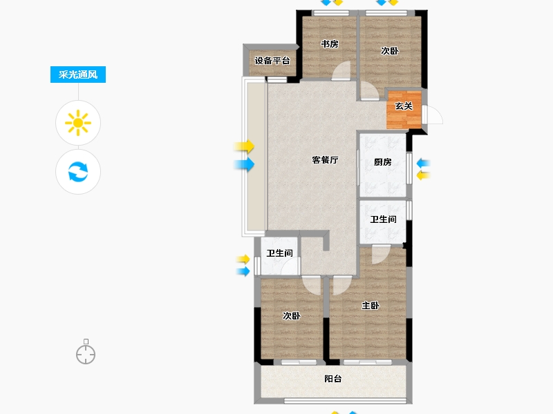 浙江省-台州市-万科心海上城-93.57-户型库-采光通风