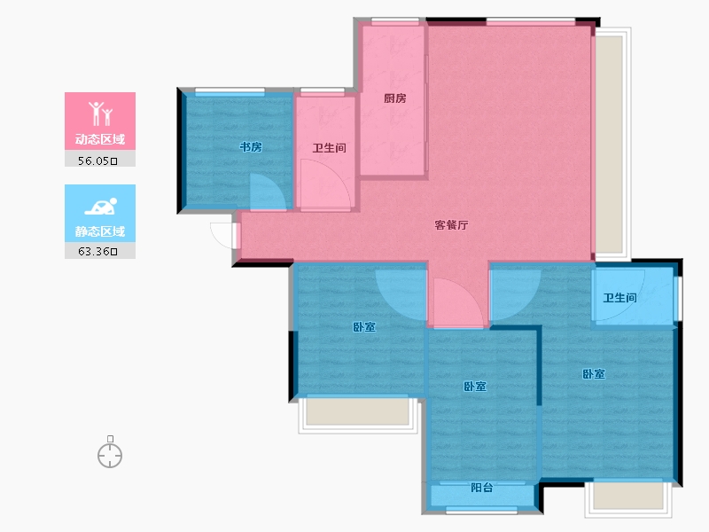 浙江省-湖州市-鑫远太湖健康城·伴月湾-110.00-户型库-动静分区