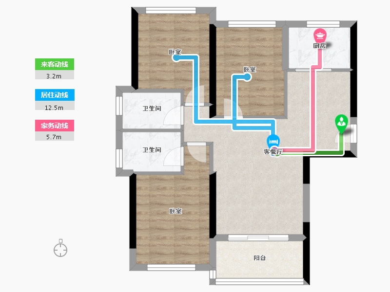 福建省-福州市-碧桂园十里江湾-70.00-户型库-动静线