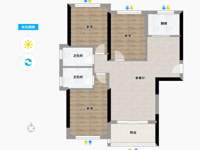 福建省-福州市-碧桂园十里江湾-70.00-户型库-采光通风