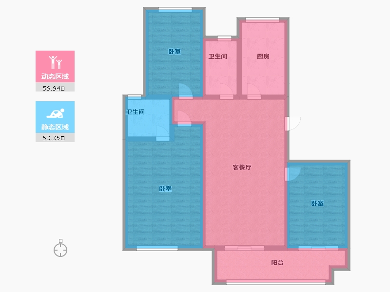 江苏省-扬州市-启迪科技城·融悦-100.99-户型库-动静分区