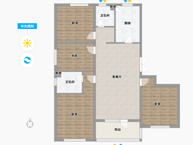 山东省-青岛市-福瀛天麓湖二期-126.00-户型库-采光通风