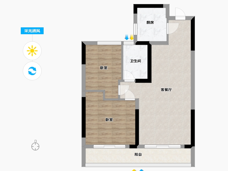 浙江省-宁波市-海泉湾-63.93-户型库-采光通风