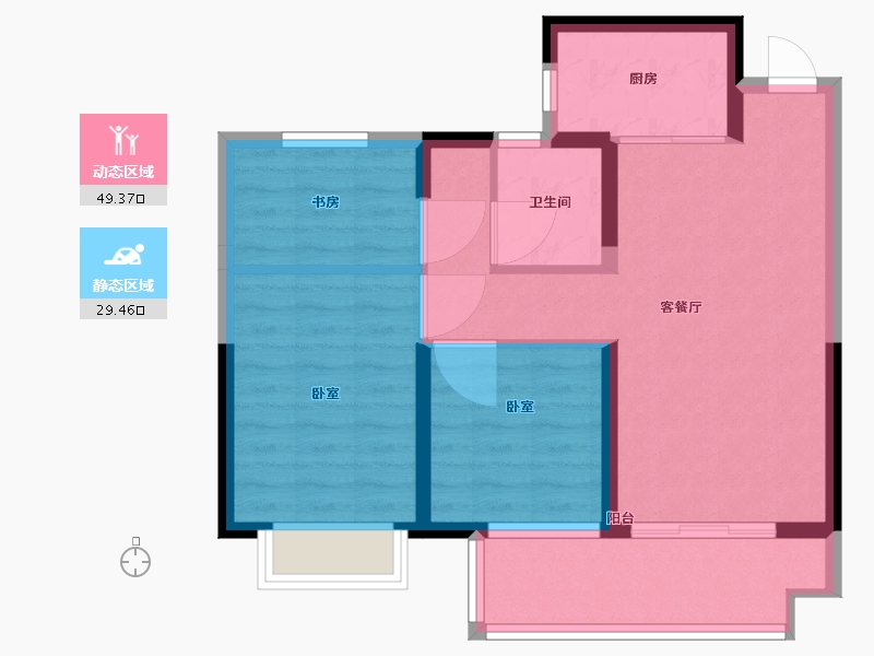 浙江省-宁波市-海泉湾-70.19-户型库-动静分区