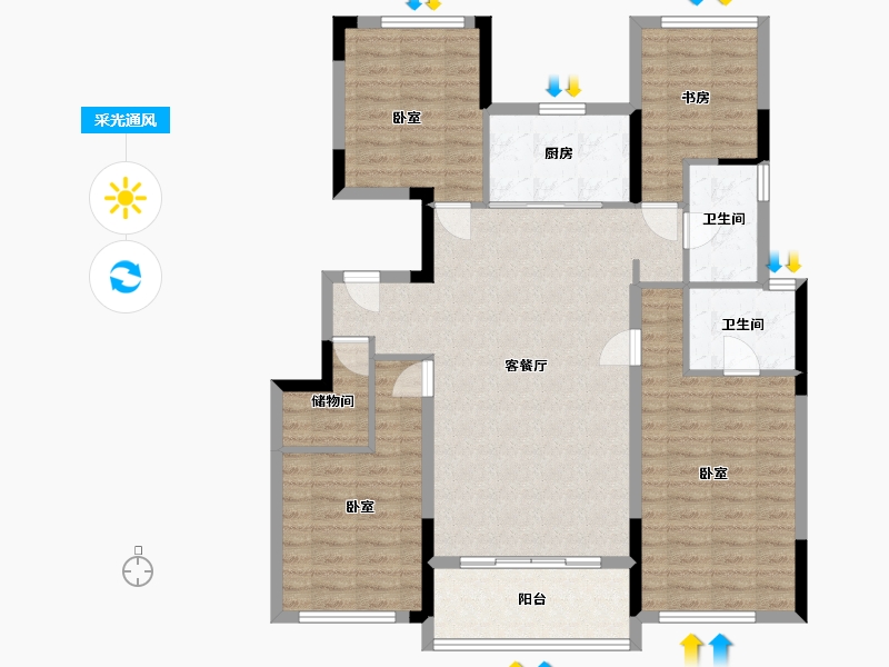 浙江省-宁波市-金隅大成郡三期-113.01-户型库-采光通风