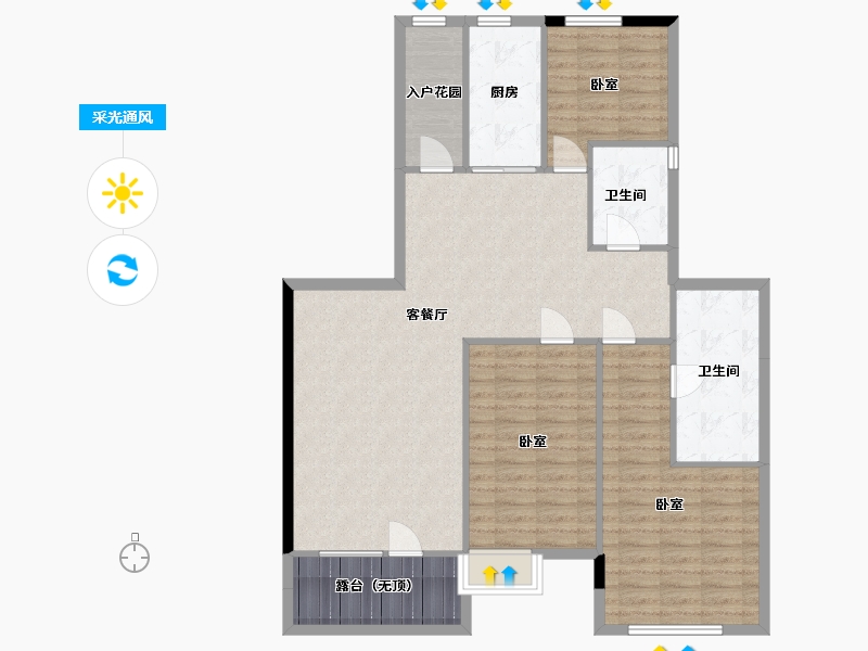 辽宁省-盘锦市-盘锦恒大滨河世家-115.44-户型库-采光通风