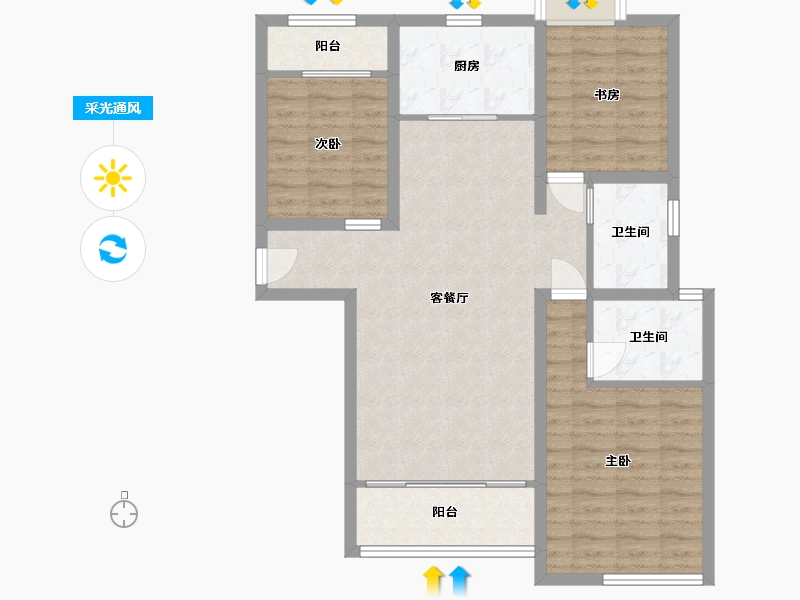 江西省-九江市-鼎盛凤凰城-90.30-户型库-采光通风