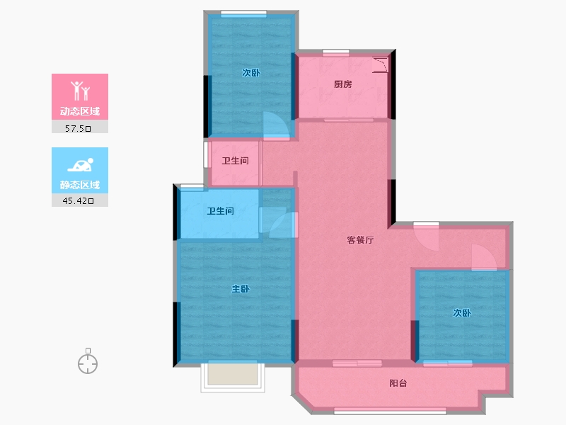 江苏省-南通市-碧桂园十里江山-92.00-户型库-动静分区