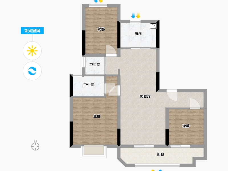 江苏省-南通市-碧桂园十里江山-92.00-户型库-采光通风