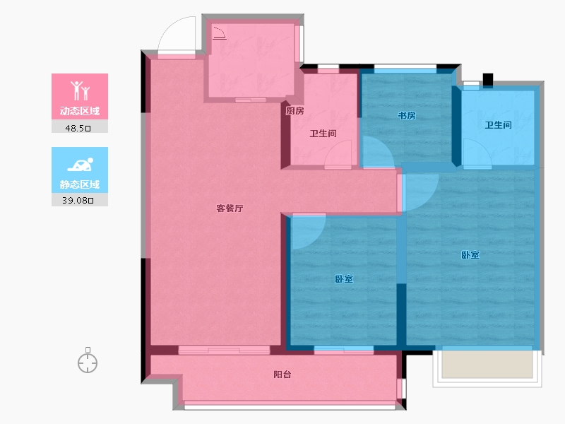 浙江省-绍兴市-中梁隐山府-78.00-户型库-动静分区