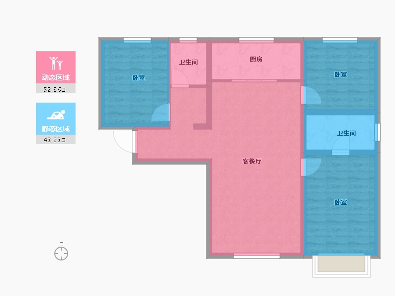 新疆维吾尔自治区-乌鲁木齐市-万科都会传奇-85.37-户型库-动静分区