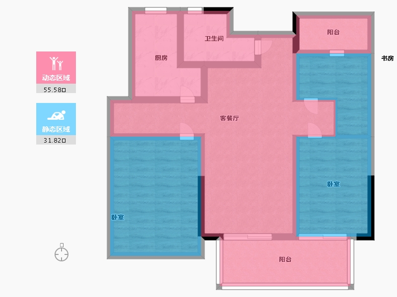 浙江省-宁波市-万基河姆景苑-76.00-户型库-动静分区