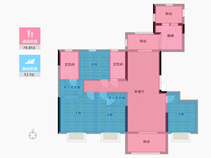 浙江省-绍兴市-新城华府-117.37-户型库-动静分区