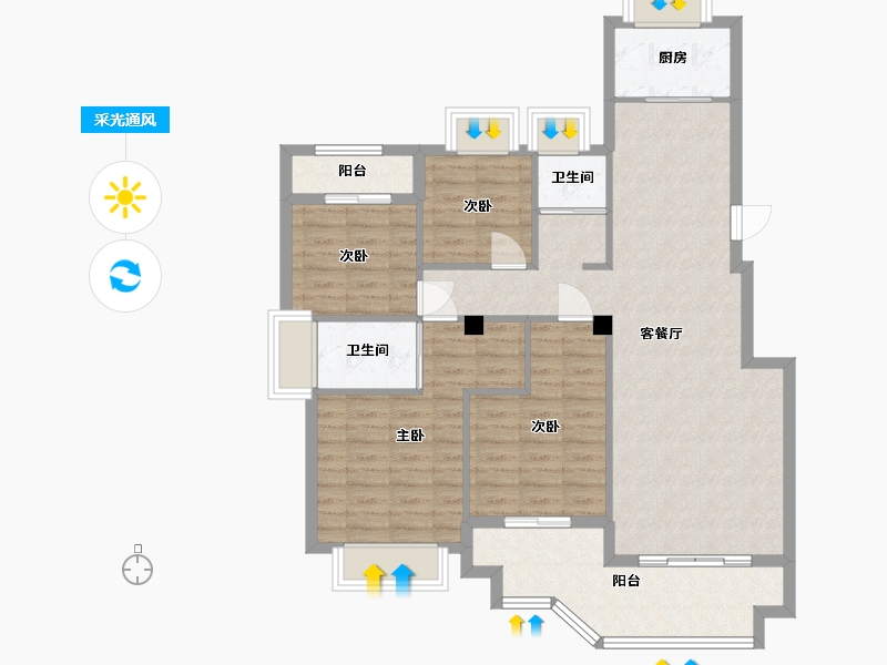 福建省-福州市-东城壹品-102.24-户型库-采光通风