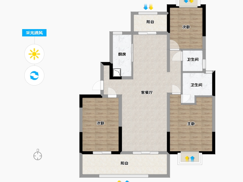 江苏省-南通市-南通国城璟府-103.01-户型库-采光通风