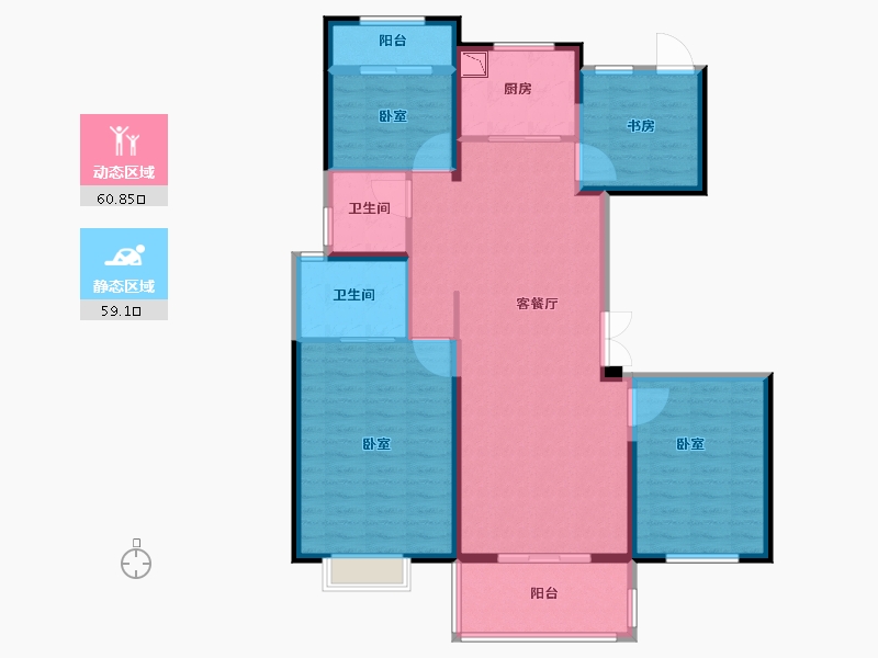 浙江省-宁波市-中梁象山中心大厦-109.58-户型库-动静分区