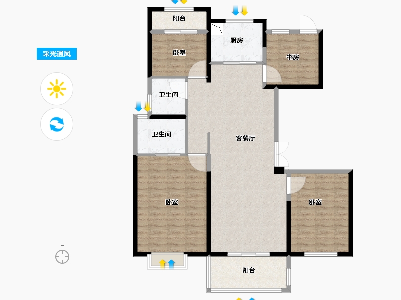 浙江省-宁波市-中梁象山中心大厦-109.58-户型库-采光通风