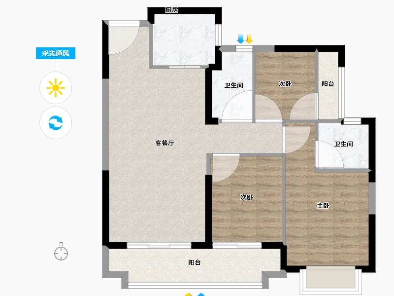 福建省-漳州市-中骏丽景府-82.00-户型库-采光通风