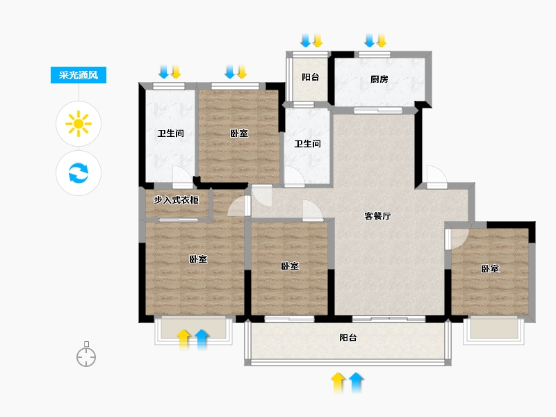 浙江省-宁波市-润曦府-111.00-户型库-采光通风