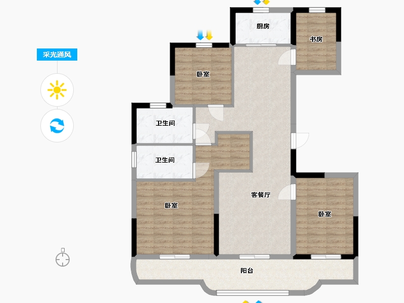 浙江省-嘉兴市-金昌香湖印-106.43-户型库-采光通风