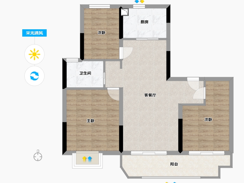 江苏省-南通市-碧桂园十里江山-77.00-户型库-采光通风