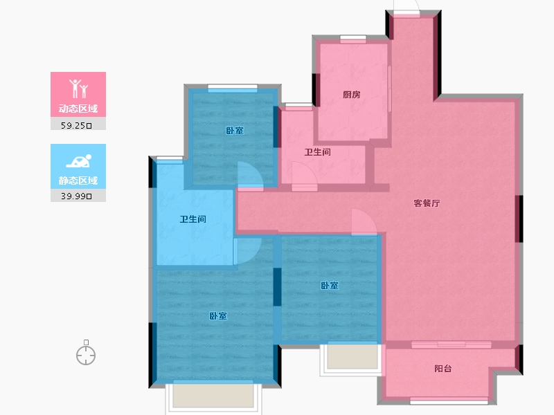 浙江省-湖州市-鑫远太湖健康城·伴月湾-88.19-户型库-动静分区