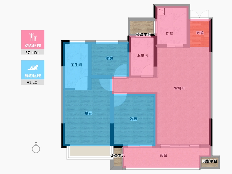 浙江省-台州市-岭商国际广场-90.73-户型库-动静分区