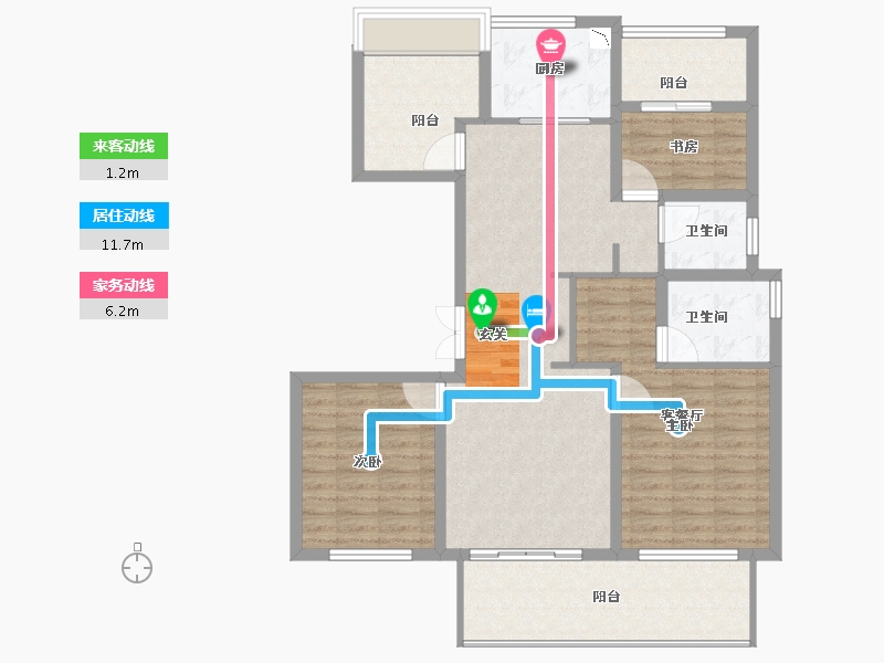 安徽省-阜阳市-阜阳同昇·玫瑰庄园-106.00-户型库-动静线