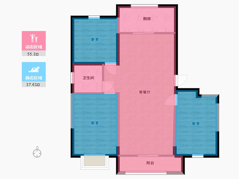 宁夏回族自治区-银川市-正丰盛世灵州-83.53-户型库-动静分区