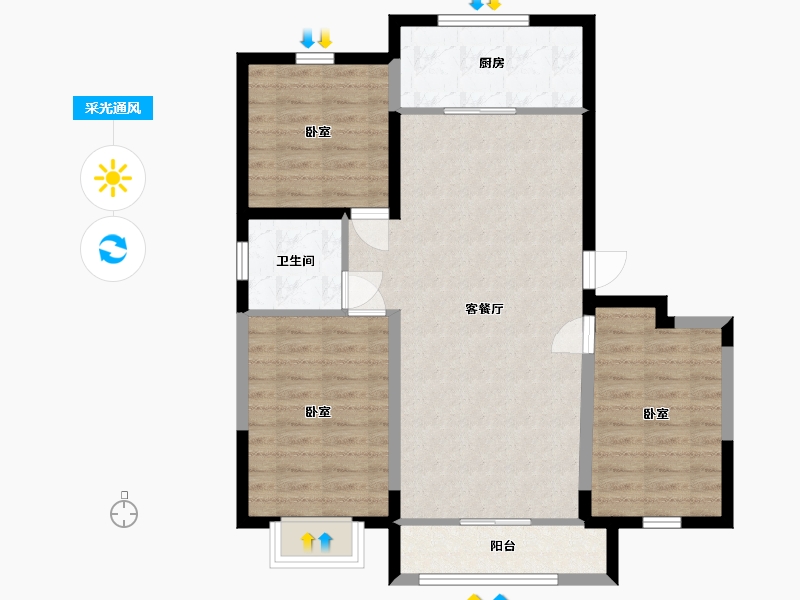 宁夏回族自治区-银川市-正丰盛世灵州-83.53-户型库-采光通风