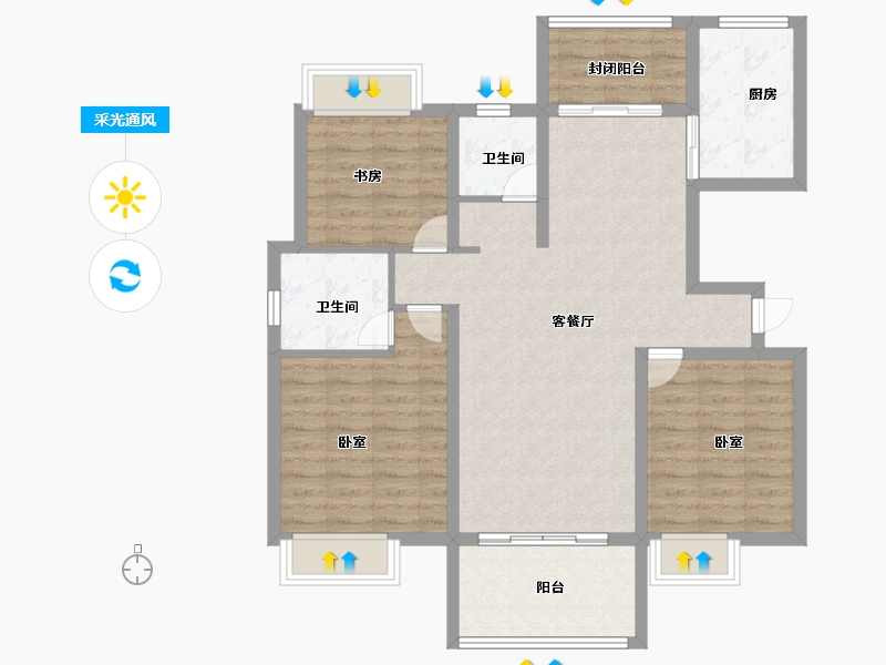 江西省-上饶市-博园湾-96.00-户型库-采光通风