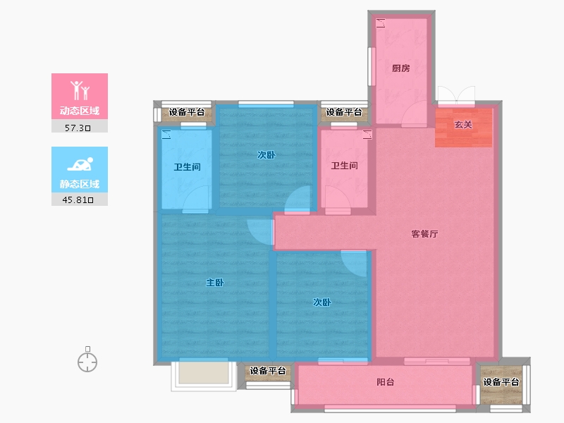 浙江省-台州市-绿地德加公馆-96.00-户型库-动静分区