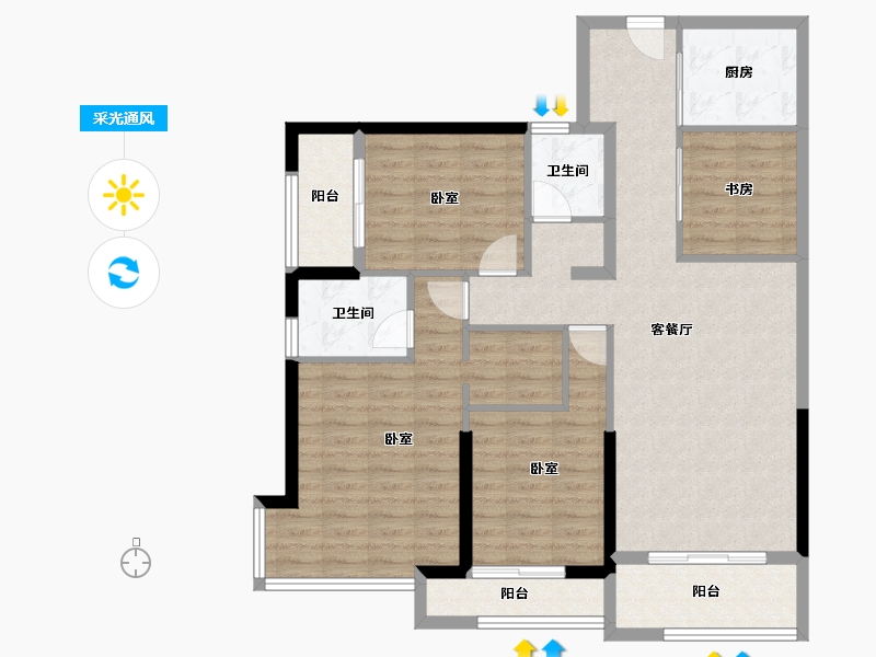 福建省-福州市-群升江山城-106.09-户型库-采光通风