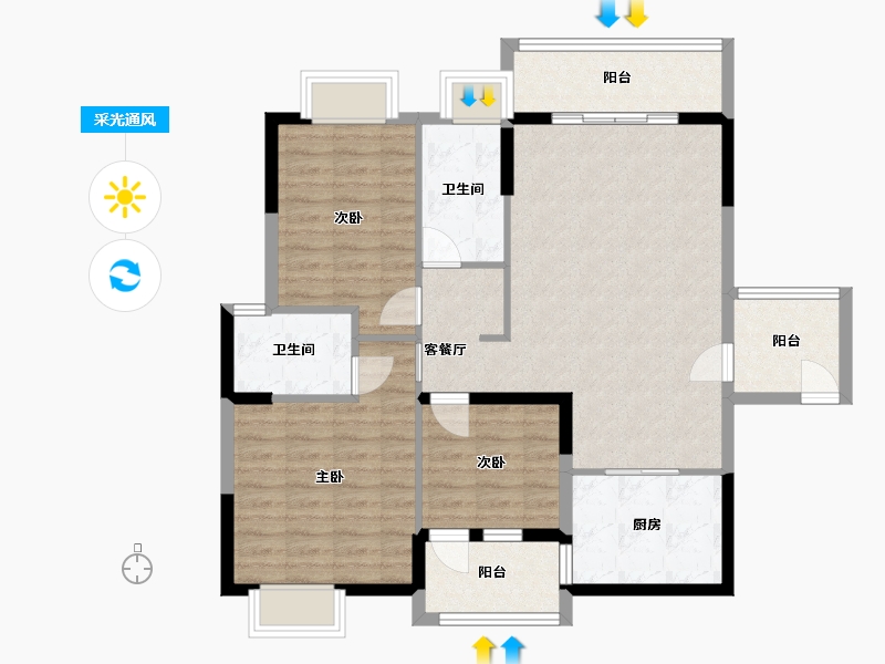 江西省-九江市-新城国际-97.00-户型库-采光通风