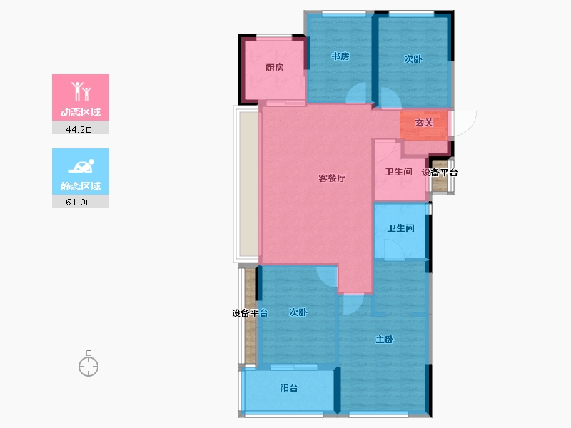 浙江省-台州市-滨江金科锦湖园-97.34-户型库-动静分区