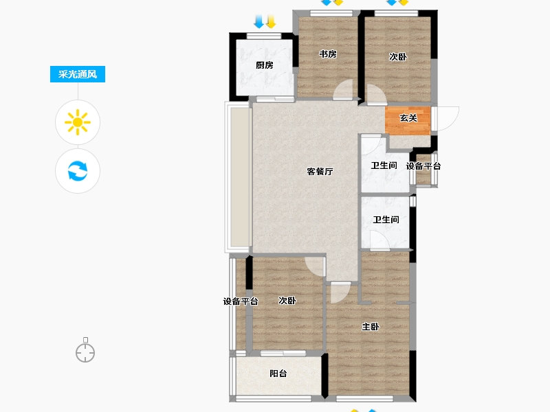 浙江省-台州市-滨江金科锦湖园-97.34-户型库-采光通风