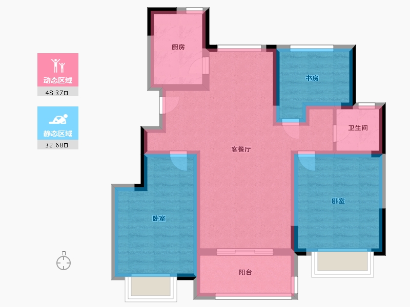 浙江省-宁波市-祥生光明金麟府-70.99-户型库-动静分区